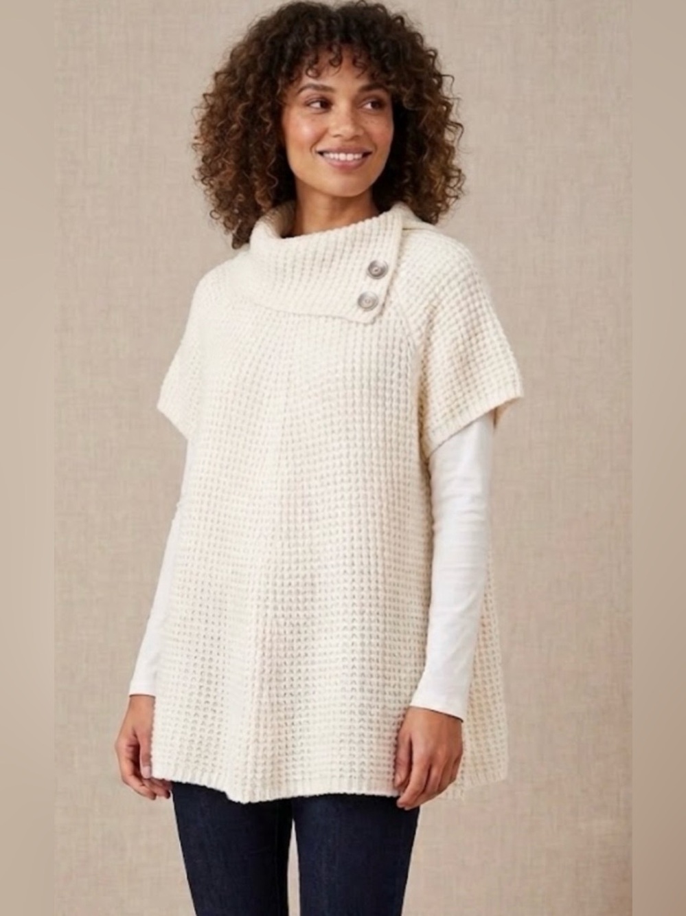 Worthington Sweater, Sz. S, Cream Color, Cowl Neck, “Bubble” Knit